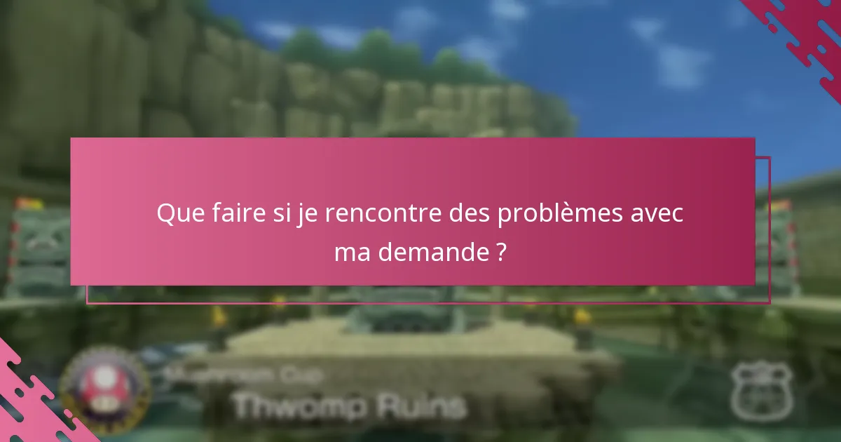 Que faire si je rencontre des problèmes avec ma demande ?